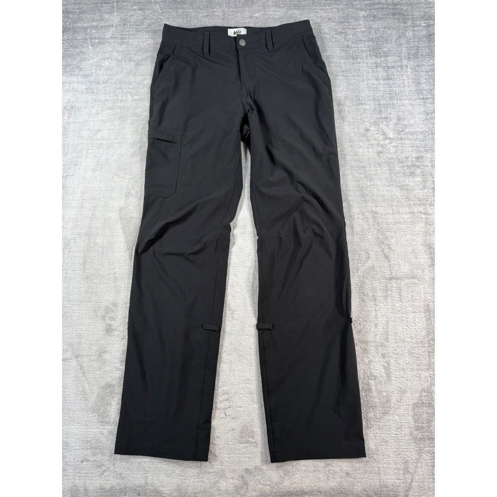 REI Coop Hiking Pants Womens 4 Black Straight Leg Stretch Cargo Outdoor Trail